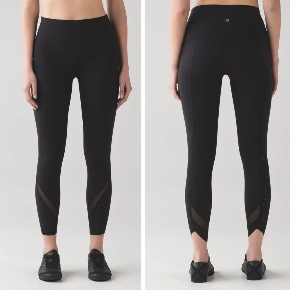 Lululemon Wunder Under Pant Hi-Rise Laser Cut Black Leggings - 27337